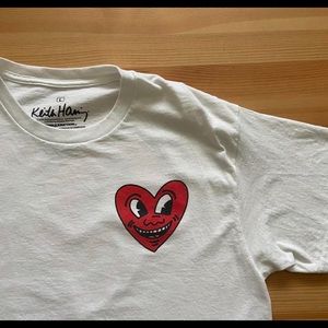 Keith Haring red heart white tee